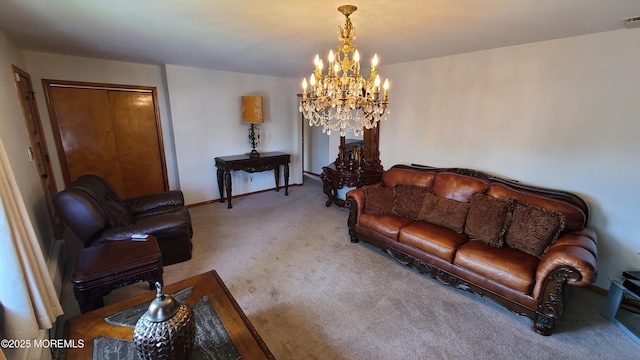 354 Alpine St, Perth Amboy City, NJ 08861 - carpeted living area featuring a chandelier and baseboards