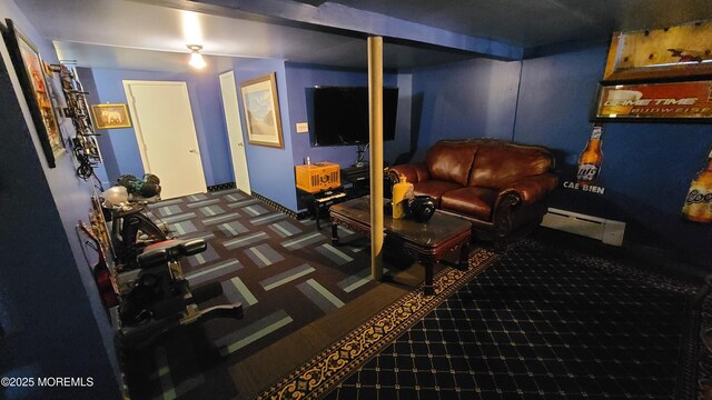 354 Alpine St, Perth Amboy City, NJ 08861 - carpeted cinema room featuring a baseboard radiator