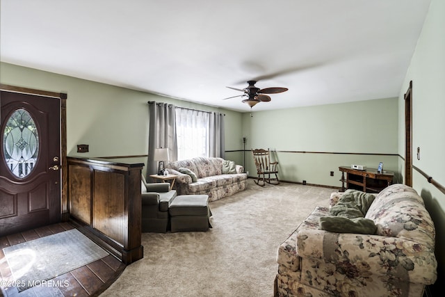 66 Cedar Swamp Rd, Jackson, NJ 08527 - carpeted living room featuring a ceiling fan