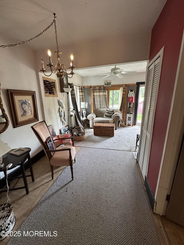 122 Hamilton Ave, Leonardo, NJ 07737 - interior space with a chandelier and ceiling fan