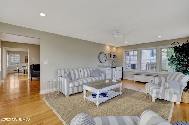 206 Chicago Ave, Point Pleasant Beach, NJ 08742 - living room featuring plenty of natural light, light wood finished floors, baseboards, and recessed lighting