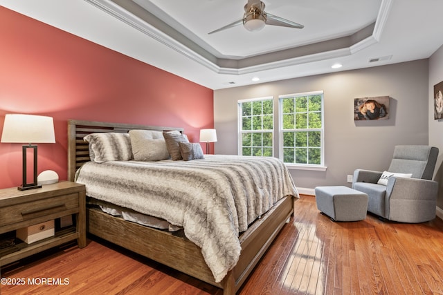 38 Phillip E Frank Way Unit 38, Cliffwood, NJ 07721 - bedroom with a tray ceiling, wood-type flooring, ceiling fan, recessed lighting, and ornamental molding
