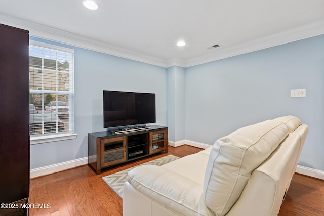 38 Phillip E Frank Way Unit 38, Cliffwood, NJ 07721 - living room featuring crown molding, wood finished floors, and recessed lighting