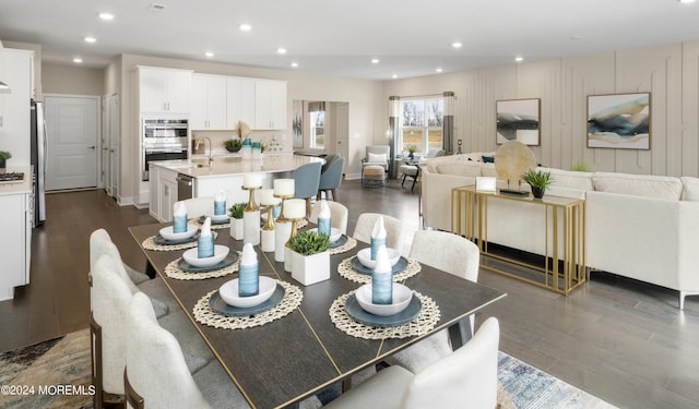 2706 Journey Ave, Marlboro, NJ 07746 - dining space with dark wood-style floors, recessed lighting, and baseboards