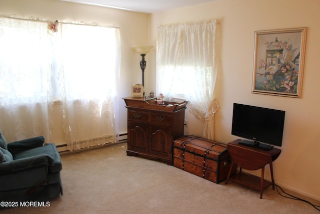 32C Yorktown Pkwy Unit C, Whiting, NJ 08759 - sitting room featuring light colored carpet and a baseboard radiator