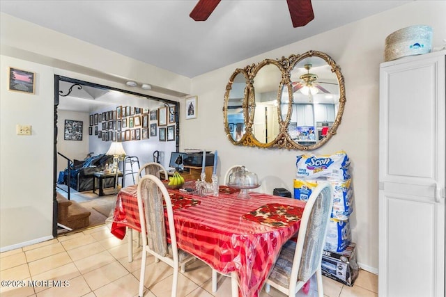 4 Roanoke Ct, Willingboro, NJ 08046 - tiled dining room with a ceiling fan and baseboards