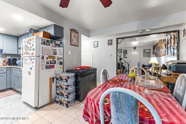 4 Roanoke Ct, Willingboro, NJ 08046 - dining area with ceiling fan and light tile patterned floors