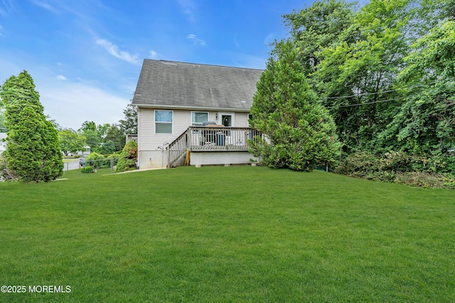 532 Georgia Tavern Rd, Howell, NJ 07731 - rear view of property with a lawn, a wooden deck, and roof with shingles