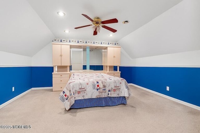 532 Georgia Tavern Rd, Howell, NJ 07731 - carpeted bedroom featuring vaulted ceiling, recessed lighting, and a ceiling fan