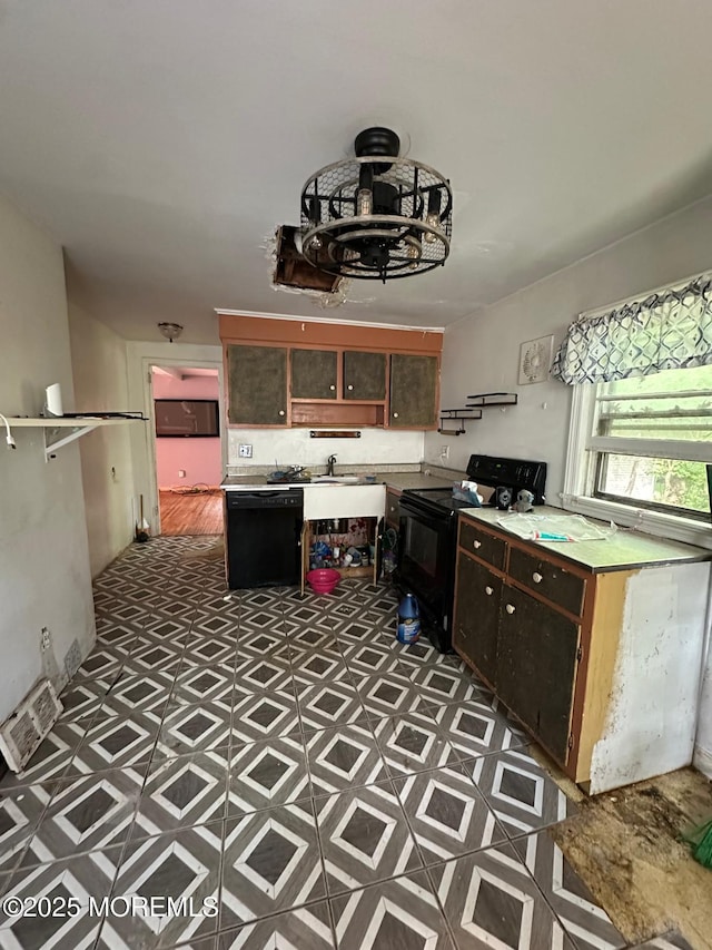 540 W 7th Ave, Roselle, NJ 07203 - kitchen with black appliances, light countertops, and open shelves