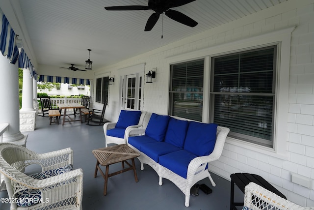 342 Lincoln Ave, Avon-By-The-Sea, NJ 07717 - covered porch featuring ceiling fan and outdoor lounge area