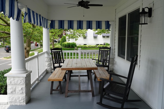 342 Lincoln Ave, Avon-By-The-Sea, NJ 07717 - porch featuring a ceiling fan and outdoor dining space