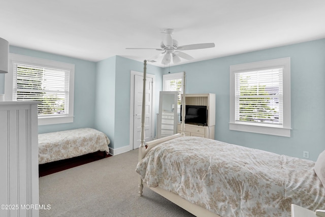 342 Lincoln Ave, Avon-By-The-Sea, NJ 07717 - carpeted bedroom featuring multiple windows, ceiling fan, and a closet