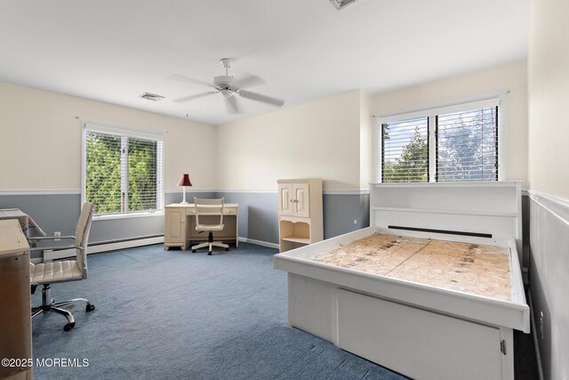 14 W St, Monmouth Beach, NJ 07750 - bedroom featuring baseboard heating, carpet floors, a desk, and ceiling fan