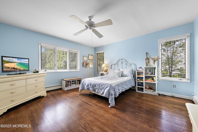 14 W St, Monmouth Beach, NJ 07750 - bedroom with baseboard heating, multiple windows, and wood finished floors