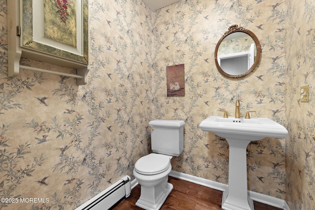 14 W St, Monmouth Beach, NJ 07750 - half bath featuring wood finished floors and baseboard heating