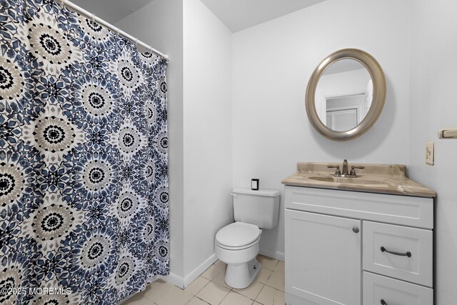 14 W St, Monmouth Beach, NJ 07750 - full bath with vanity, tile patterned floors, and a shower with curtain