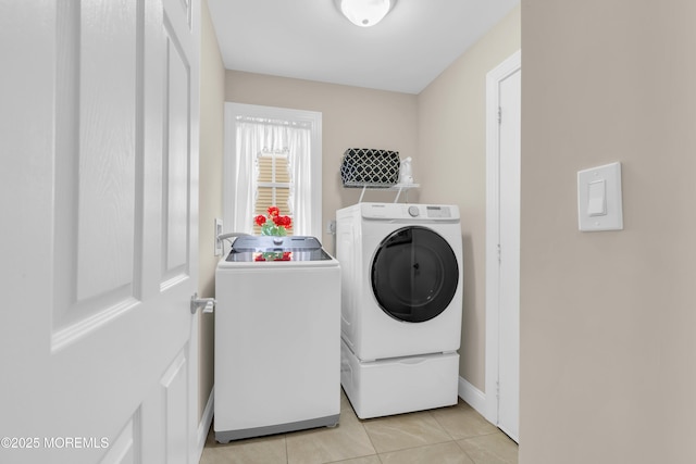 37 Normanton Ave, Manchester, NJ 08759 - laundry room with washing machine and clothes dryer and light tile patterned floors