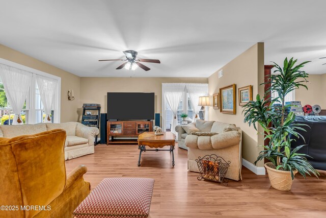 37 Normanton Ave, Manchester, NJ 08759 - living area with a ceiling fan, healthy amount of natural light, and light wood-style floors