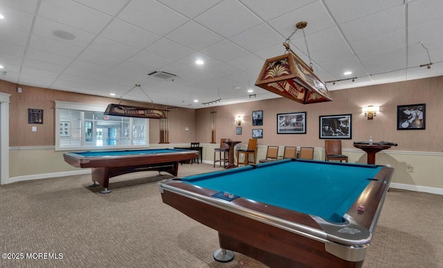 37 Normanton Ave, Manchester, NJ 08759 - recreation room featuring billiards table, carpet flooring, and a drop ceiling