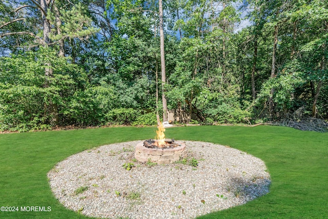 4 W Dickens Ct, Jackson, NJ 08527 - view of grassy yard with an outdoor fire pit