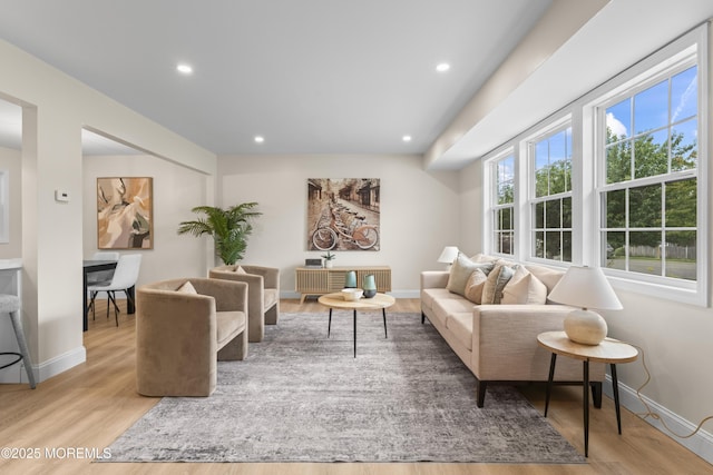 190 Ravenwood Blvd, Barnegat, NJ 08005 - living room featuring wood finished floors, baseboards, and recessed lighting