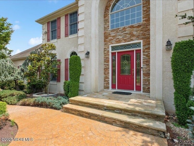 1 Turtle Clan Ct, Clarksburg, NJ 08510 - property entrance with stucco siding