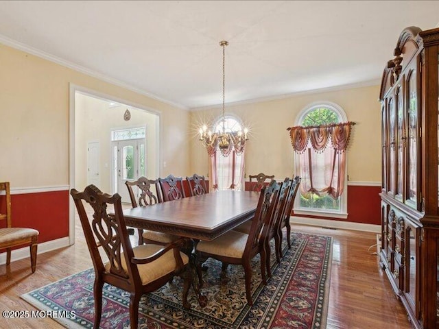 1 Turtle Clan Ct, Clarksburg, NJ 08510 - dining area featuring a chandelier, ornamental molding, and wood finished floors