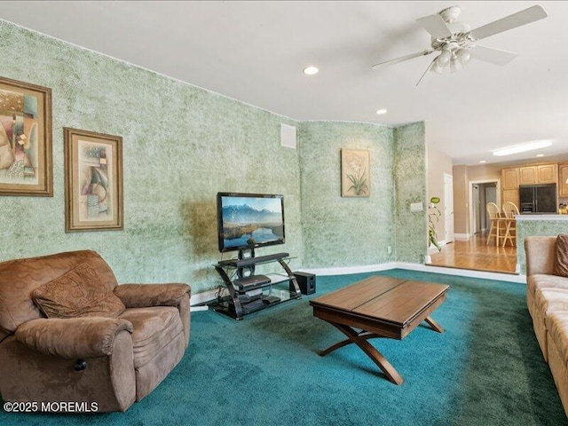 1 Turtle Clan Ct, Clarksburg, NJ 08510 - carpeted living room with recessed lighting and ceiling fan
