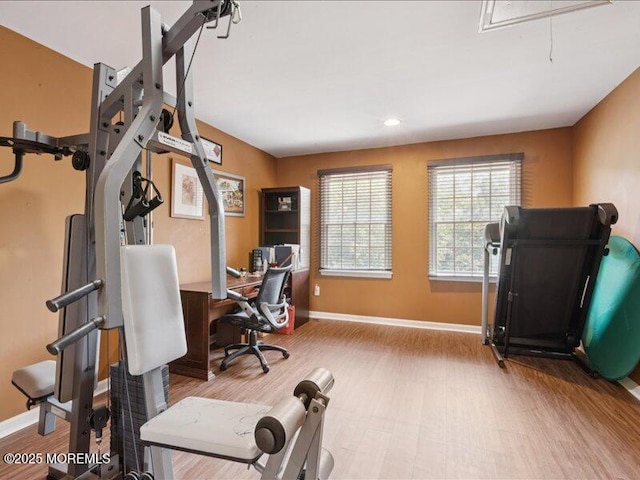 1 Turtle Clan Ct, Clarksburg, NJ 08510 - exercise area featuring attic access, wood finished floors, and recessed lighting