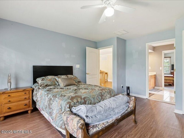 1 Turtle Clan Ct, Clarksburg, NJ 08510 - bedroom with wood finished floors, ceiling fan, and ensuite bath