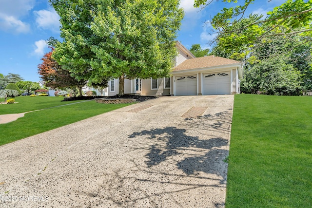 6 Hoffer Ct, Marlboro, NJ 07746 - view of front of property featuring a garage, a front yard, concrete driveway, and roof with shingles