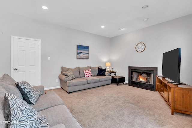 6 Hoffer Ct, Marlboro, NJ 07746 - carpeted living area featuring a fireplace with flush hearth and recessed lighting
