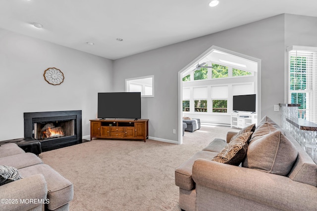 6 Hoffer Ct, Marlboro, NJ 07746 - carpeted living area with a fireplace with flush hearth and recessed lighting