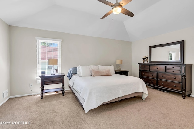 6 Hoffer Ct, Marlboro, NJ 07746 - bedroom featuring light carpet, vaulted ceiling, and a ceiling fan