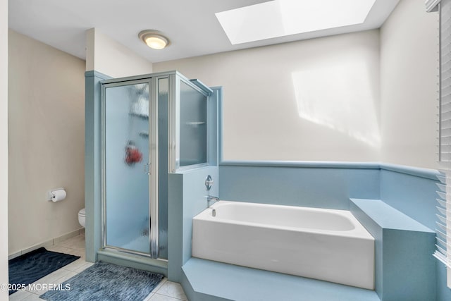 6 Hoffer Ct, Marlboro, NJ 07746 - full bathroom with a skylight, a shower stall, a bath, and tile patterned floors