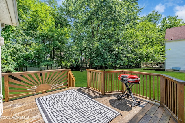 6 Hoffer Ct, Marlboro, NJ 07746 - deck with a yard and view of wooded area
