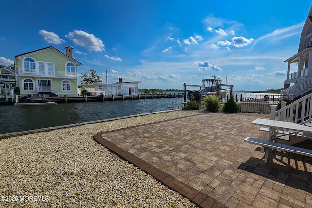 443 Harding Ave, Ortley Beach, NJ 08751 - view of patio / terrace with a water view and a dock