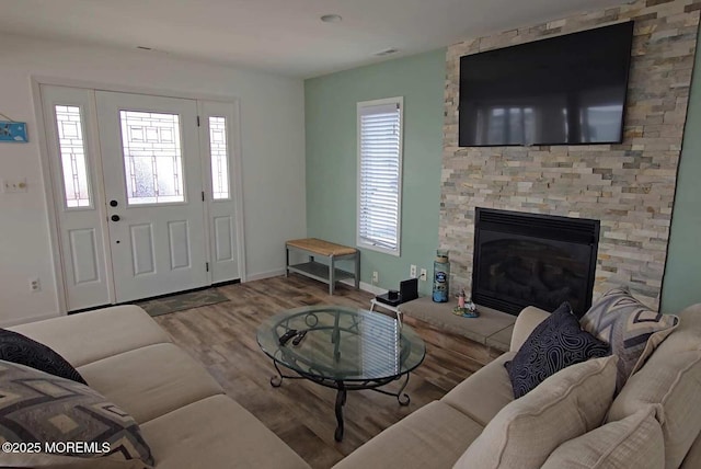 443 Harding Ave, Ortley Beach, NJ 08751 - living area featuring wood finished floors and a fireplace