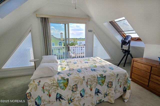 443 Harding Ave, Ortley Beach, NJ 08751 - carpeted bedroom featuring lofted ceiling, a skylight, and access to outside