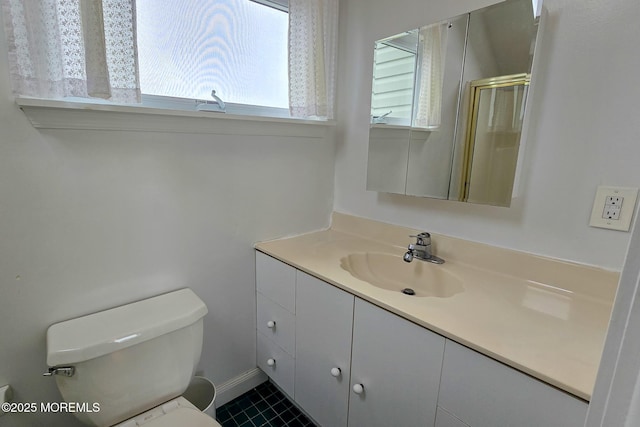 443 Harding Ave, Ortley Beach, NJ 08751 - full bathroom with vanity, an enclosed shower, and tile patterned flooring