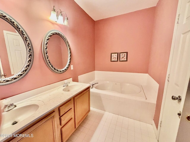 15 Hannah Lee Rd, Barnegat, NJ 08005 - bathroom featuring a bath, double vanity, and tile patterned floors