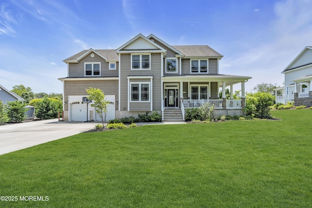 1605 Lakewood Rd, Manasquan, NJ 08736 - view of front facade featuring a porch, concrete driveway, an attached garage, and a front yard