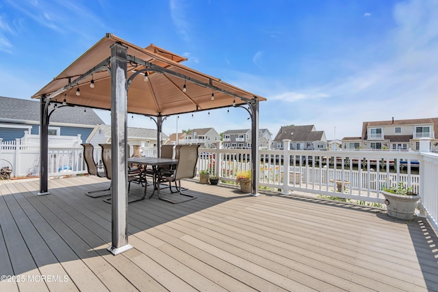91 Wind Jammer Ct, Bayville, NJ 08721 - wooden deck with a gazebo, a residential view, and outdoor dining area