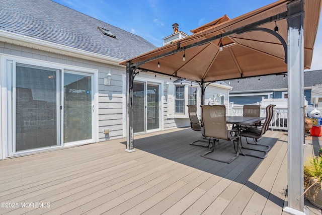 91 Wind Jammer Ct, Bayville, NJ 08721 - wooden terrace with outdoor dining space and a gazebo