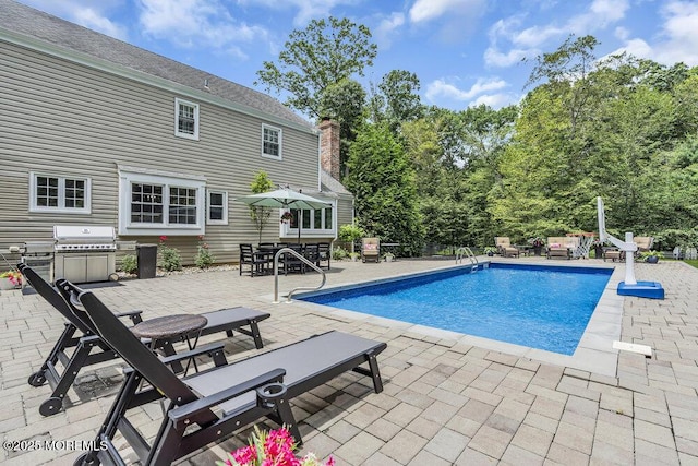 32 Blackbriar Dr, Colts Neck, NJ 07722 - outdoor pool featuring a patio, outdoor dining area, and area for grilling