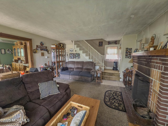 192 Bath Ave, Long Branch, NJ 07740 - living area featuring stairs and a fireplace