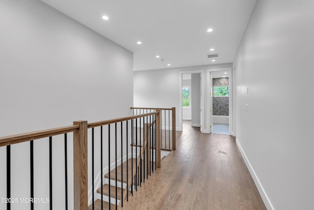 1423 Anthony Ct, Toms River, NJ 08753 - hall featuring recessed lighting, wood finished floors, and an upstairs landing