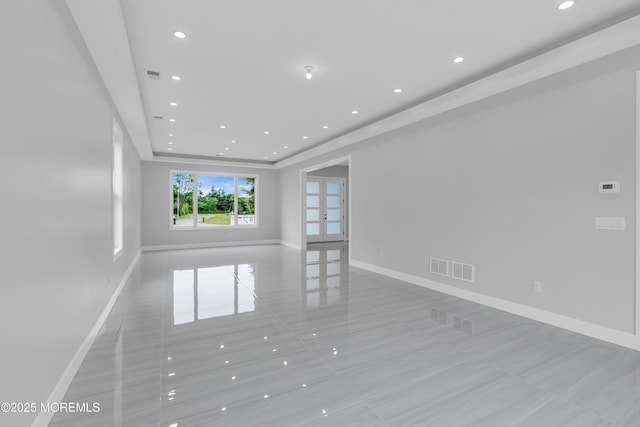1423 Anthony Ct, Toms River, NJ 08753 - spare room with recessed lighting, french doors, tile patterned flooring, and a raised ceiling