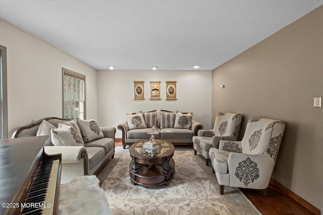 519 Gilford Ave, Toms River, NJ 08753 - living room featuring wood finished floors, a textured ceiling, and recessed lighting
